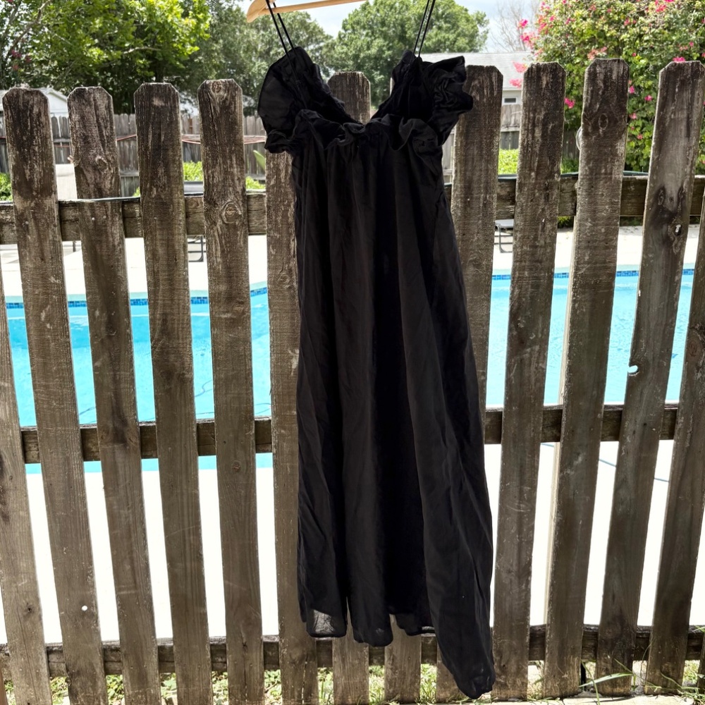 H&M Off-The-Shoulder Dress w/‎ Ruffled Neckline Womens Medium Black - Picture 5 of 10